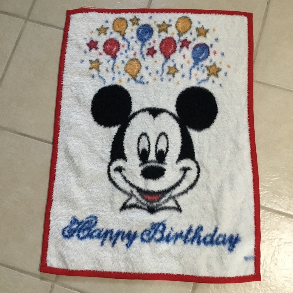 Vintage 1984 Happy Birthday Mickey Mouse Throw Blanket